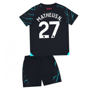 Manchester City Matheus Nunes #27 Tredjeställ Barn 2023-24 Kortärmad (+ Korta byxor)